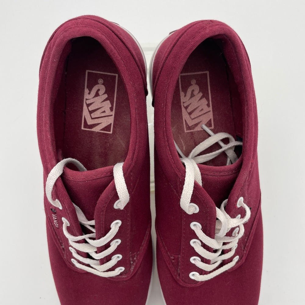 Vans TB4R Burgundy Canvas Low-Top Sneakers White Laces‎ Size Women 10 - Picture 5 of 11
